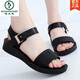 Specht Arbeiten Sandalen 2025 Neue flache Sohle komfortable einfache Einheit ein Linie Soft Soft Owes Ufer Vielseitige Online-Nicht-Schlupf-Frauenschuhe Sommer Schwarz 832 Standardgröße 33