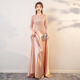 Vestido anfitrión de anfitrión de la reunión anual de la reunión de alta gama de Yimimei 2024 NUEVA NOCHE DRESS DISTRO LARGO DE CUMPLEABA DE BUGO CHARLKAMPAGNE Color L110Jin [Jin es igual a 0.5 kg] Tamaño promedio