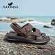 Fugui Vogel mittleren Ledersandalen im mittleren Alter der Herren lässige Outdoor-Dual-Gebrauch-Hausschuhe echte Lederweiche Sohle Beachschuhe Daddy Schuhe Outdoor Wating Schuhe braun (13117) 38