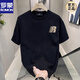 ROMON (ROMON) 2025 summer new short-sleeved T-shirt men's trendy men's clothes loose casual printed T-shirt half-sleeved black new product V753 black 3XL