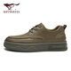 Septwolves men's shoes winter 2025 new casual leather shoes men's cowhide breathable soft sole business casual shoes commuting to work leather shoes khaki 40