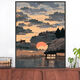 Chinese style landscape digital oil painting DIY coloring sunset sunset scenery living room and dining room handmade decoration painting YF-829 high mountain towering 30*40cm pen + pigment + inner frame