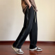 Dingfengbaoluo Pantalones casuales Summer's Summer suelto suelto de pierna ancha High Street Sports Toilets K510 Black XL