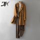 DK Light Luxury Herrenkleidung 100% reine Wolljacke für Männer mit mittlerer Länge von Tweed Coat Doppelreihe Windbreaker Casual Business Brown Farbe M [110-125jin [Jin ist gleich 0,5 kg]]]