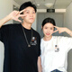 MDlila《两件装》情侣装夏季衣服短袖t恤套装一男一女宽松上衣班服定制 男白+女白-两件装 2XL 男+女M