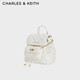 CHARLES&KEITH Classic Diamond Large Capacity Backpack Backpack Student School Bag Women's Bag New Year Gift CK2-60151400