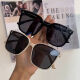 Sunglasses for men and women, new Korean version of trendy Internet celebrity, big face, slimming temperament, large frame sunglasses for women [bright black] high-looking sunscreen sunglasses