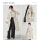 Shangdubila 2025 spring wear British style double-breasted removable belt windbreaker jacket for women mid-length off-white XL
