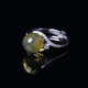 Fat Donglai's same style blue amber ring natural Mexican women's amber beeswax beads 925 silver blue amber ring (live)