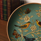 Adornos oficiales de placa de cerámica de ventas directas Tira American Country Ceramic Plate decorativo para ver la muestra de sala de estar 1047 Blue Warbler Blossom + Stand