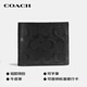 蔻驰（COACH）【品牌直供】男士短款折叠钱包卡包黑色皮革CR957BLK