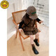 
G.DUCKKIDS girls' short boots autumn and winter 2024 new leather-town children's Martin boots British boys' leather boots plus fleece baby boots Black single [Safety one] Size 21, inner length is about 14c