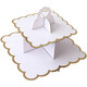 Mengyier Desserttisch Display Rack Multi-Layer Dreischicht Display Rack Paper Tablett Dessert Rack SN3879 gestreiftes Gold Dreischicht quadratisch Weiß