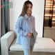 Halo Queen long-sleeved shirt women's niche design striped commuter shirt temperament versatile top H13KC2378
