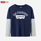 Levi s Levi's children's clothing for boys and girls pure cotton long-sleeved T-shirt spring and autumn holiday two-piece children's tops dark indigo 130/64 recommended height 116-122cm