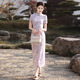 NUKM Cheongsam Chinese style long young 2025 summer new slim and elegant girl retro improved dress 6629 purple L