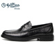 Goldlion Men's Shoes 2025 New Autumn Men's Leather Shoes Business Slip-on Light Sole Slip-On Black Loafers Black Hand Scratch Pattern 38 The size is too large, it is recommended to choose one size smaller