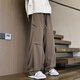 Idea (ZHUYIFAN) Fatty Large Size 230 Jin [Jin equals 0.5 kg] Pants for men straight spring and summer thin work pants trendy brand large size straight wide-leg casual pants K1477 Black 2XL (180) 150-170 Jin [Jin equals 0.5 kg] Wearable