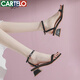 卡帝乐鳄鱼（CARTELO） CARTELO 凉鞋女夏天简约经典大方一字带粗跟 KYF-829-5 黑色 39 