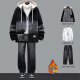 Un nuevo estilo de ropa de invierno adolescente, ropa para hombres de otoño e invierno, un nuevo estilo de chaqueta de mezclilla vegetariana para el invierno, combinada con una chaqueta engrosada para estudiantes masculinos, 9856 negro (abrigo + suéter + más vaca vegetariana, más vegetales M (75-100Jin [Jin equivale a 0.5 kg])