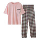 Yiduo couple pajamas men's summer thin cool cotton short-sleeved trousers summer casual large size women's home clothes set