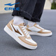 Hongxing Erke small white shoes men's shoes sports shoes new style leather waterproof casual skateboard shoes flat teenage shoes men microcrystal white/khaki 1477 40
