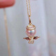 Fat Donglai same style pearl pendant accessories angel DIY925 silver empty support gold concealer necklace pendant for women with round beads gold pendant empty support does not include beads or chain