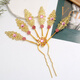 LEMIAO new Dai style hairpin for women peacock leaf hairpin alloy diamond-encrusted Thai ethnic style leaf hairpin accessories for women color