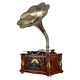 Jinmo retro gramophone mini small vinyl record player Bluetooth old antique flow sound machine solid wood gramophone S7 CS7 brown - rechargeable and plug-in dual-use - free genuine records