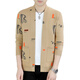 
Langguang cardigan sweater knitted jacket men's slim autumn and winter jacquard trendy men's clothing to make them look slim and wear clothes WE9902 khaki 185/3XL (150-165Jin[Jin equals 0.5 kg])