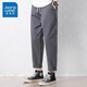 Jeanswest pantalon décontracté du printemps et d'été masculin Nouveau pantalon de neuf points à neuf points lâches pantalon à patte droite de coton mince en coton.