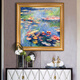 Imperial Flag Monet Water Lily Pure Hand-painted Oil Painting European Living Room Entrance Decoration Painting Hallway Dining Room Dining Room Bedroom Wall Painting 692 Gold Solid Wood Frame 120X120