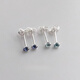 DL 1998 Fat Donglai same style tanzanite earrings natural 3mm sapphire London blue topaz mini silver earrings for women Tanzanite blue 3mm丨silver pair