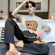 
JUNJUNSUIDIMEI Men's pajamas summer pure cotton short-sleeved trousers cartoon teenagers spring and autumn summer thin large-size home clothing set short-length-WB-671 Dingdang Cat L standard (high 165-170 100-125Jin [Jin equals 0.5 kg])