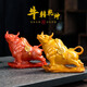 Xixi Taitai Cow Tea Pet Ornament Changes Color and Can Be Raised Boutique Tea Table Decoration Buffalo Tea Table Tea Tray Tea Play Bullish Tea Set Color Changing Cow Turns the World (Gold)