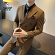 Woodpecker (TUCANO) brown double-breasted suit men's suit British slim men's large size suit three-piece wedding groom's suit trendy dark green (suit + vest + trousers) 4XL 58 (158-173Jin Jin equals 0.5 kg)