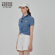 Teenie Weenie小熊POLO衫女2025年夏新款刺绣时尚舒适花纱刺绣短袖T恤女 浅蓝色 L