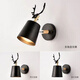 Yilin Nordic Simple Desk Wall Lamp Bedroom Bedside Lamp Living Room Corridor Wall Lamp Macaron Personalized Creative Deer Head Lamp Black No Bulb Self-Prepared