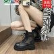 卡帝乐鳄鱼（CARTELO）马丁靴夏季配裙子靴子女款夏天网面透气女鞋黑色鞋子真皮网纱短靴 黑色 39