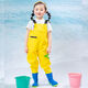Shanye children's water play one-piece waders kindergarten waterproof clothes for catching the sea children's rain boots men and women fishing rain pants beach children's yellow overalls 24 yards/30 (shoe inner length 16cm)