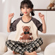 Langsha Eltern-Kind-Kleid-Pyjamas Mutter und Tochter Sommer kurzärmelige Hosen dünne Baumwoll-Hauskleidung drei und vier Familienanzug LYP724 XL Frauen 165-170 cm/115-135jin [Jin gleich 0,5 kg]