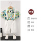 Radish Beibei new children's dress casual style Hong Kong style short-sleeved shirt overalls suit handsome prince costume performance clothes blue floral shirt + shorts + suspenders + bow tie 120cm recommended weight 38-46Jin Jin is equal to 0.5 kg