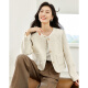 Vanchiman super beautiful little fragrant jacket for women short 2024 new autumn and winter wool French top high-end M3892 rice apricot S