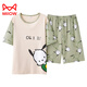 猫人（MiiOW）夏天女生纯·棉短袖睡衣甜美可爱初中生高中生大童女童家居服外穿 Q短1392格笑脸女 M码【70-90斤】