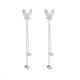 Guanpuge Fat Donglai same style pt950 platinum ear wire PT950 butterfly tassel earrings for women platinum earrings 2024 new platinum full diamond butterfly earrings