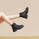 Qianbaidu heighten Martin boots for women in winter new genuine leather fashionable short boots for women shoes with velvet to keep warm black (velvet inside) 37