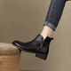 Woodpecker brand code break processing 2025 new British short pointed toe Martin boots side zipper short boots for women Chell black single 35
