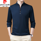 Pierre Cardin Frühling und Herbst neuer Männer purer Baumwoll-hautfreundlicher langärmeliger T-Shirt-Halbzipper-Ständer Sweater großer Größe loser, vielseitiger Top QPD-6625 Haqing [Feder und Herbst Dünn] mit Mund 180/92A empfohlen 150-170jin [Jin Equals Equals Equals 0,5 kg]