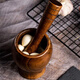 CLCEY jujube wood garlic pounder stone mortar old-fashioned garlic mortar household grinder press garlic paste garlic pounding bowl manual pounding medicine jar large tall jar + garlic pounding stick