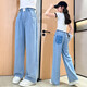 NICKYBABY Girls Summer Jeans Set 2025 New Internet celebrity fashionable children junior high school summer suit short-sleeved wide-leg big children 9889 white + 15030 blue 170